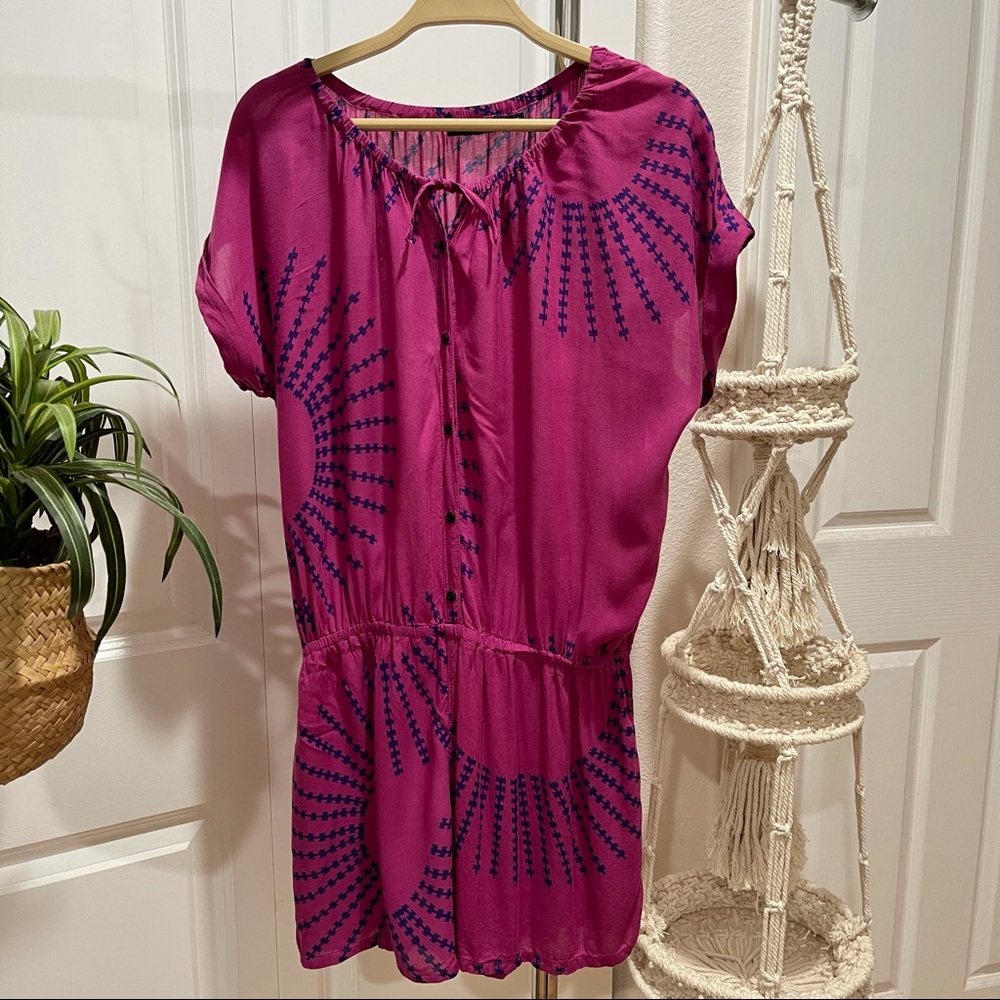 Girls Manaola Magenta & Blue print Design Romper